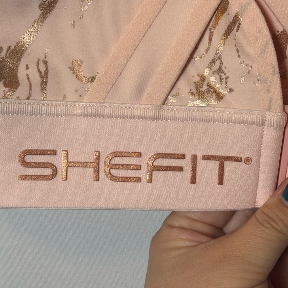 SHEFIT Flex Sports Bra Medium Support Pink/Gold Size 4 Luxe - Picture 8 of 8